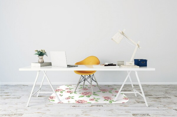 Chair mat floor panels protector pastel flowers