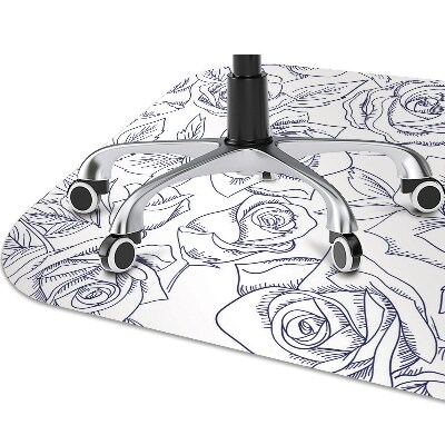 Office chair mat blue roses