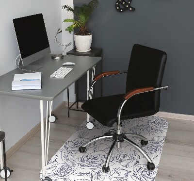 Office chair mat blue roses