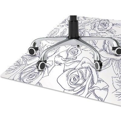 Office chair mat blue roses