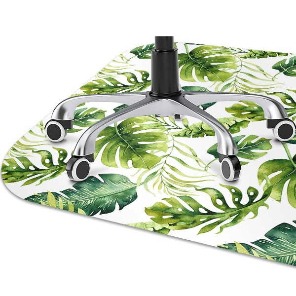 Office chair mat exotic leaves