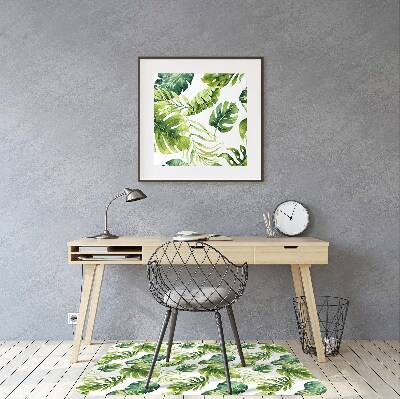 Office chair mat exotic leaves