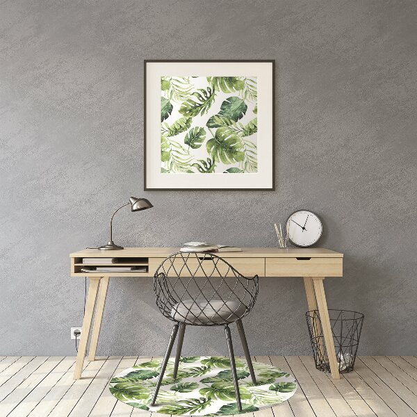 Office chair mat exotic leaves
