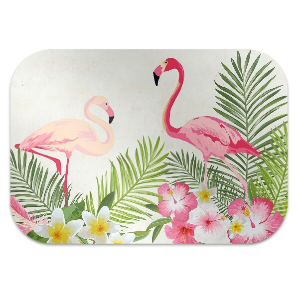 Computer chair mat two flamingos