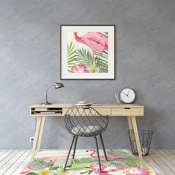Computer chair mat two flamingos