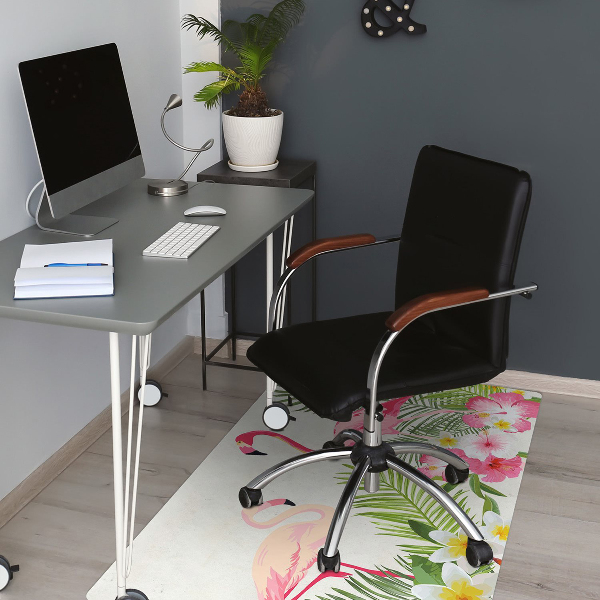 Computer chair mat two flamingos