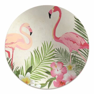 Computer chair mat two flamingos