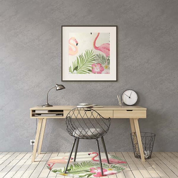 Computer chair mat two flamingos