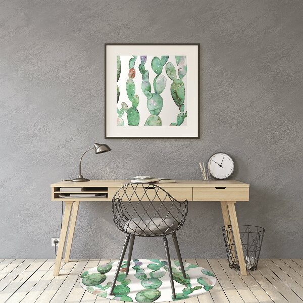 Chair mat floor panels protector cacti Watercolor