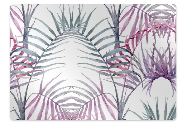 Desk chair mat pink leaves