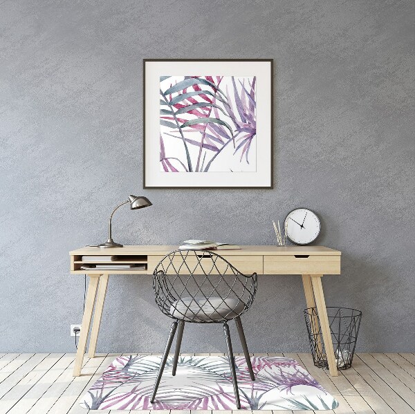 Desk chair mat pink leaves
