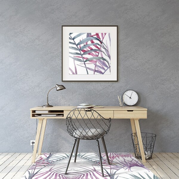 Desk chair mat pink leaves