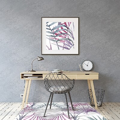 Desk chair mat pink leaves