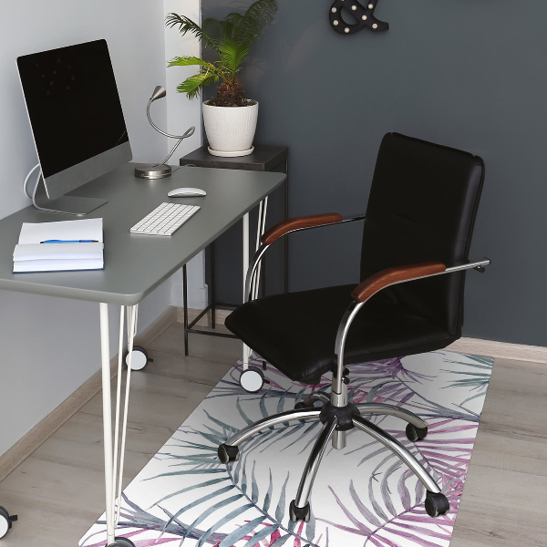 Desk chair mat pink leaves