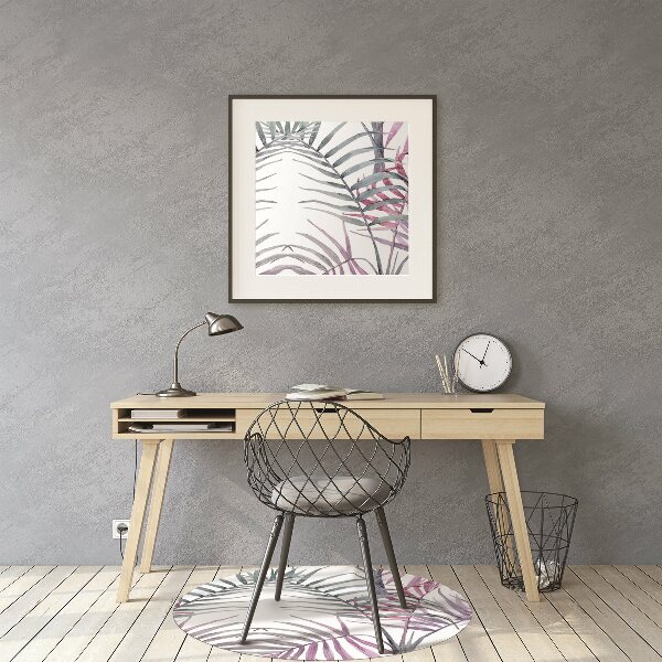 Desk chair mat pink leaves
