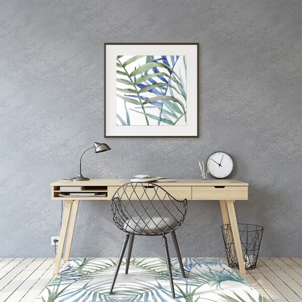 Office chair mat tropical leaves