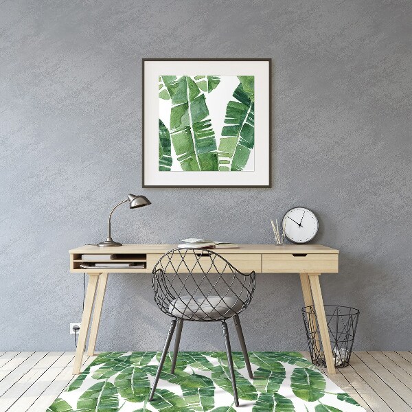 Office chair mat exotic leaves