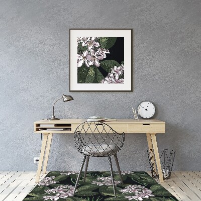 Office chair mat exotic flowers