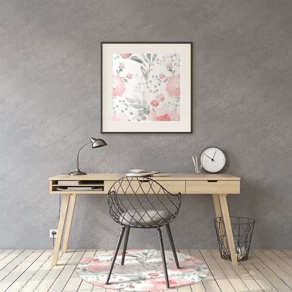 Desk chair mat painted poppies