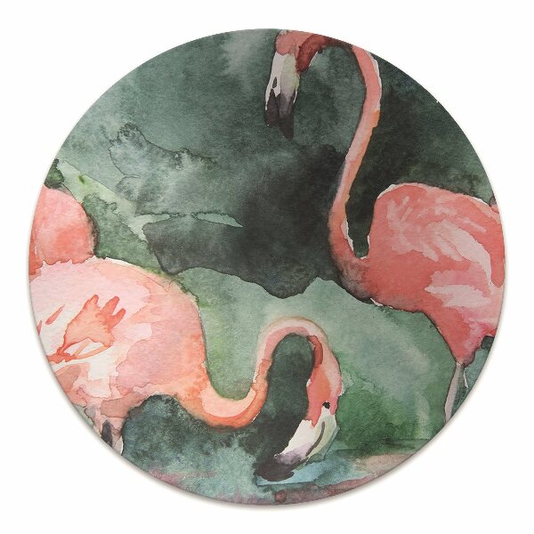 Office chair mat painted flamingos
