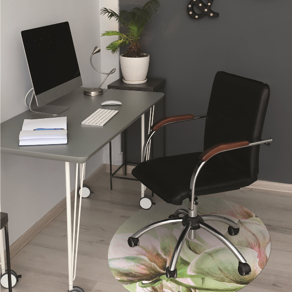Office chair mat magnolia flowers