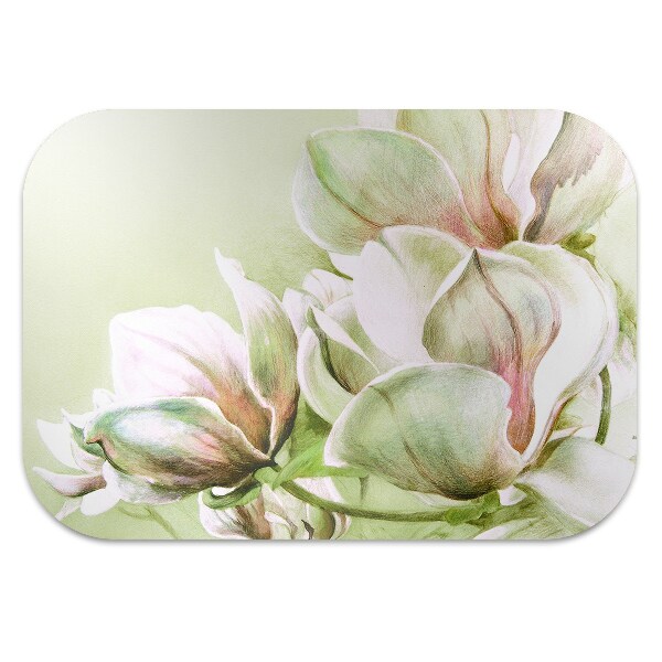 Office chair mat magnolia flowers