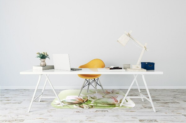 Office chair mat magnolia flowers