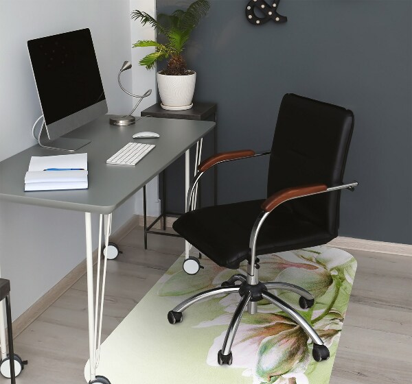 Office chair mat magnolia flowers