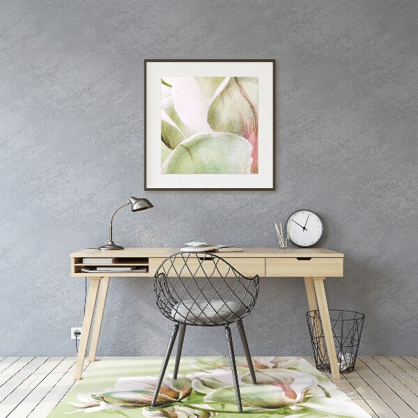 Office chair mat magnolia flowers