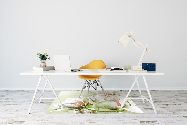 Office chair mat magnolia flowers