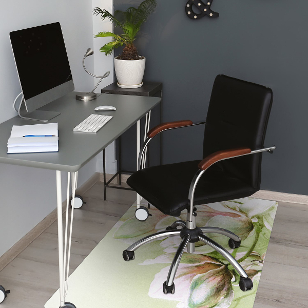 Office chair mat magnolia flowers