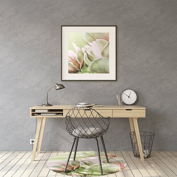 Office chair mat magnolia flowers