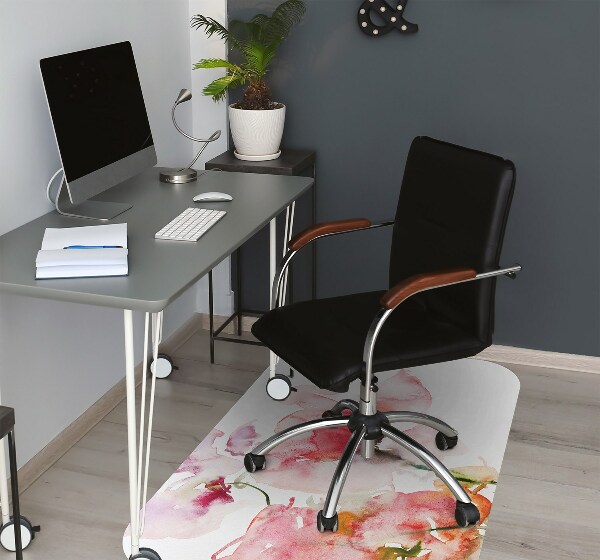 Office chair mat watercolor flowers