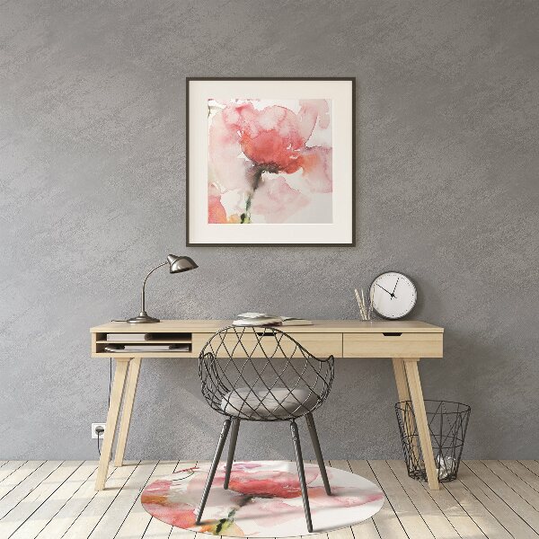 Office chair mat watercolor flowers