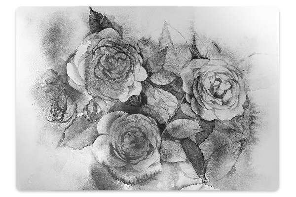 Office chair mat Black-and-white roses