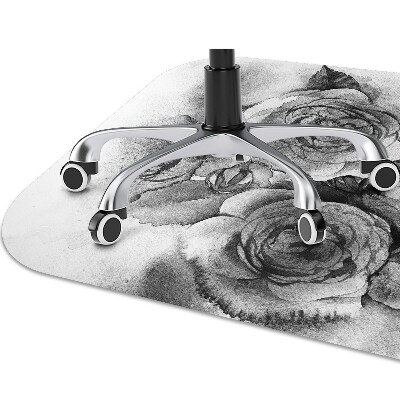 Office chair mat Black-and-white roses