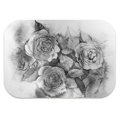 Office chair mat Black-and-white roses