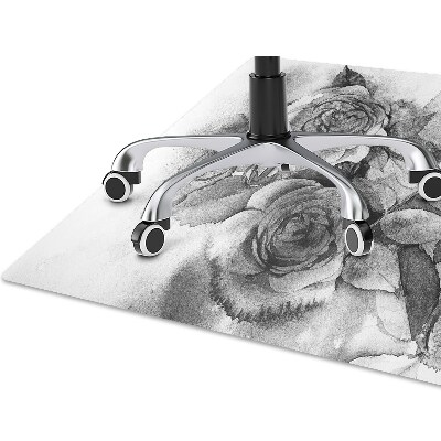 Office chair mat Black-and-white roses