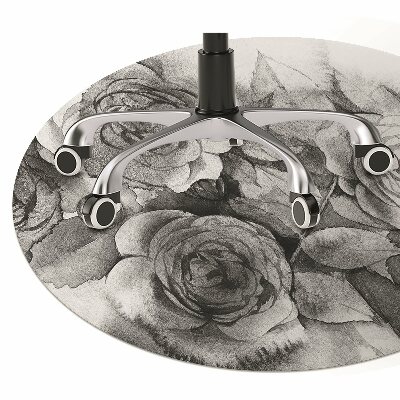 Office chair mat Black-and-white roses