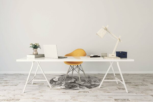 Office chair mat Black-and-white roses