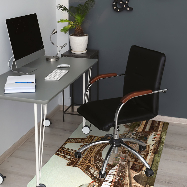 Office chair floor protector Eiffel Tower retro
