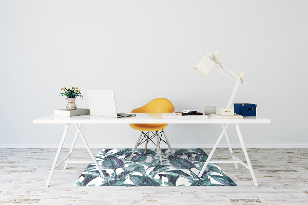 Office chair mat exotic leaves