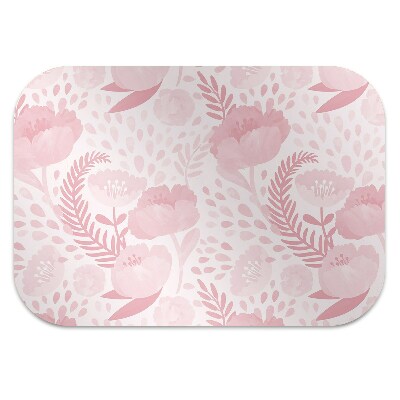 Desk chair mat pink poppies