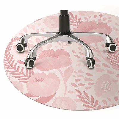 Desk chair mat pink poppies