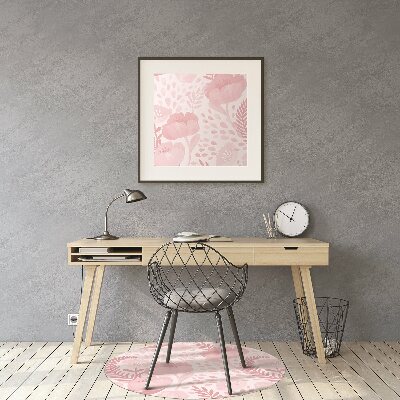 Desk chair mat pink poppies