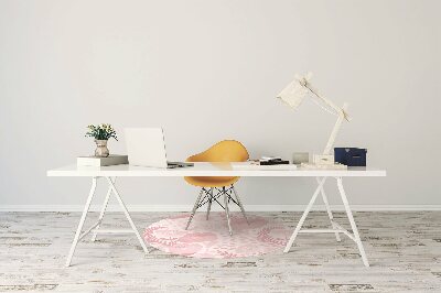 Desk chair mat pink poppies