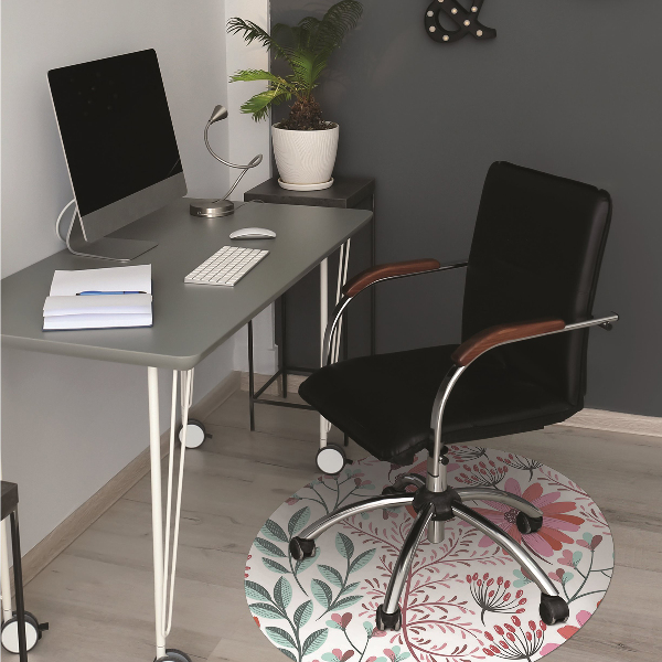 Office chair floor protector flowery pattern
