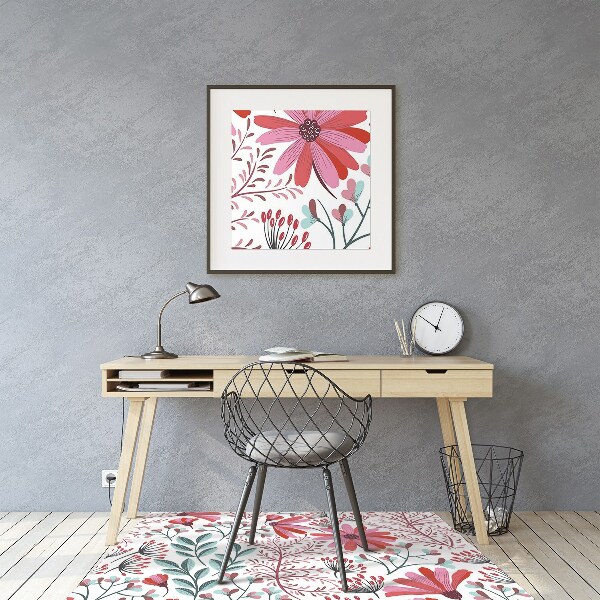 Office chair floor protector flowery pattern