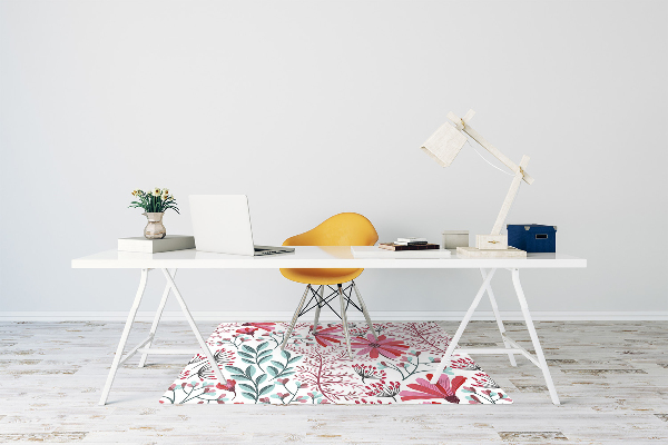 Office chair floor protector flowery pattern
