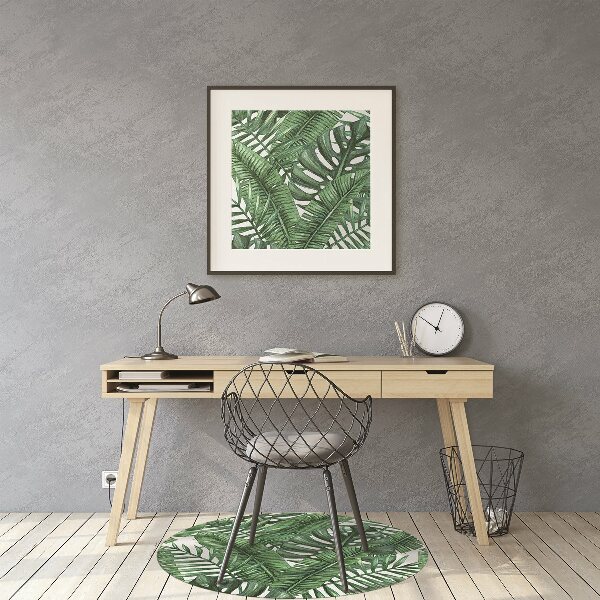 Office chair mat tropical leaves